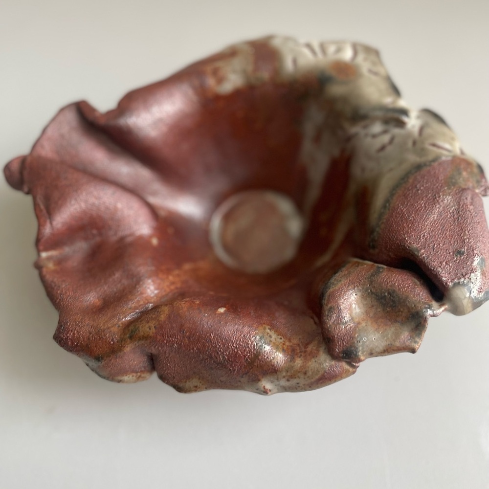 Handcrafted Studio Art Clay
Pottery Flower Bowl Signed - Picture 2 of 11